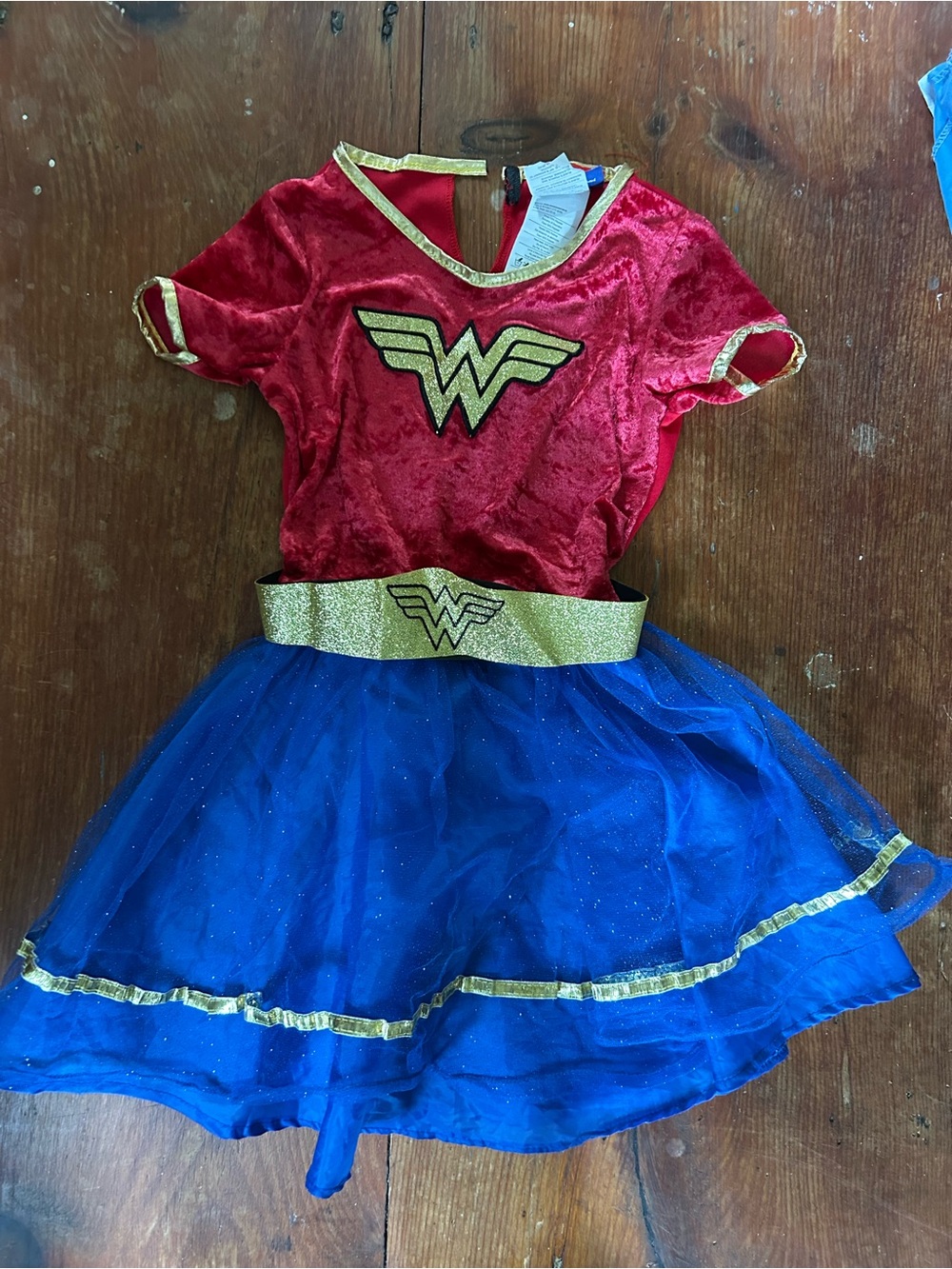 Girls Superhero Dress-Up Costume in Red, Blue & Gold